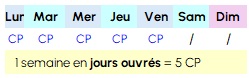 1 semaine J ouvrés